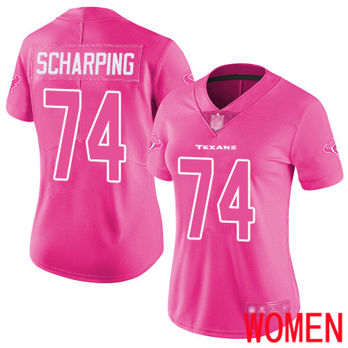 Houston Texans Limited Pink Women Max Scharping Jersey NFL Football #74 Rush Fashion